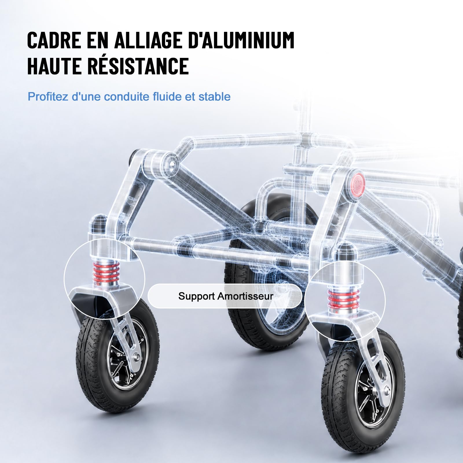 D10 Fauteuil Roulant Électrique Pliable Léger pour Adultes à Mobilité Réduite, Double Moteur,Batterie Lithium 12Ah, Autonomie Jusqu’à 25 km, Châssis Aluminium, Homologué Avion