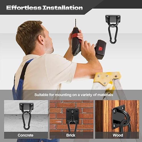 Miniatura 5 de Ganchos cuadrados de acero inoxidable para ojos ganchos de techo para 4 ganchos cuadrados M10 resistentes, 4 ganchos a presión de 0.394 pulgadas, 16