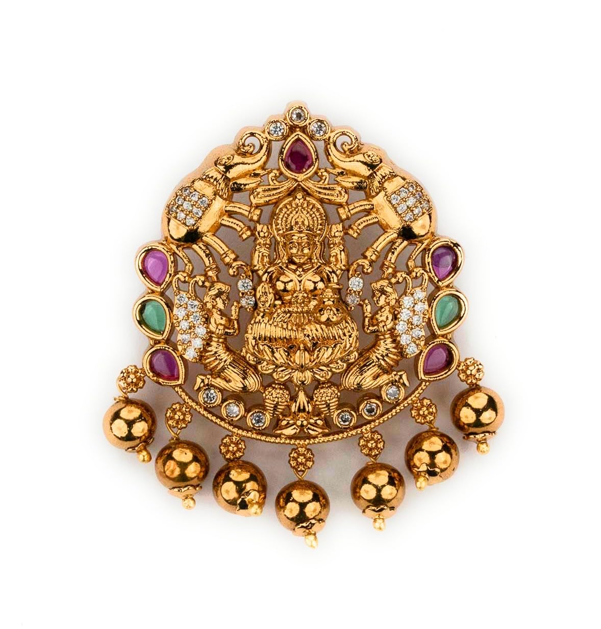 sasitrends Temple Matte Gold Plated Traidtional Collection of Lakshmi Peacock Pendants-picture-11