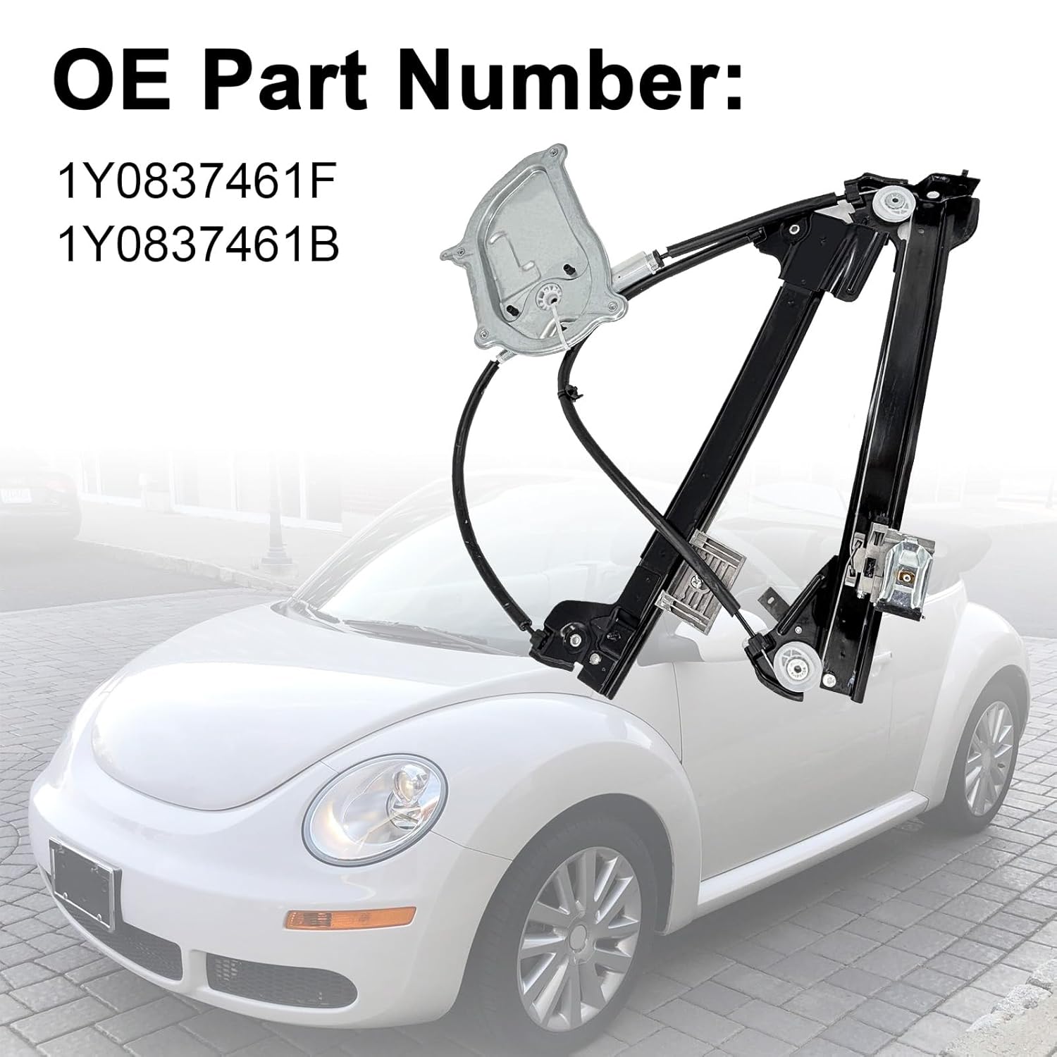 1Y0837461F Front Left Driver Side Power Window Regulator Compatible with Volkswagen Beetle Convertible 2003-2010 1Y0837461B