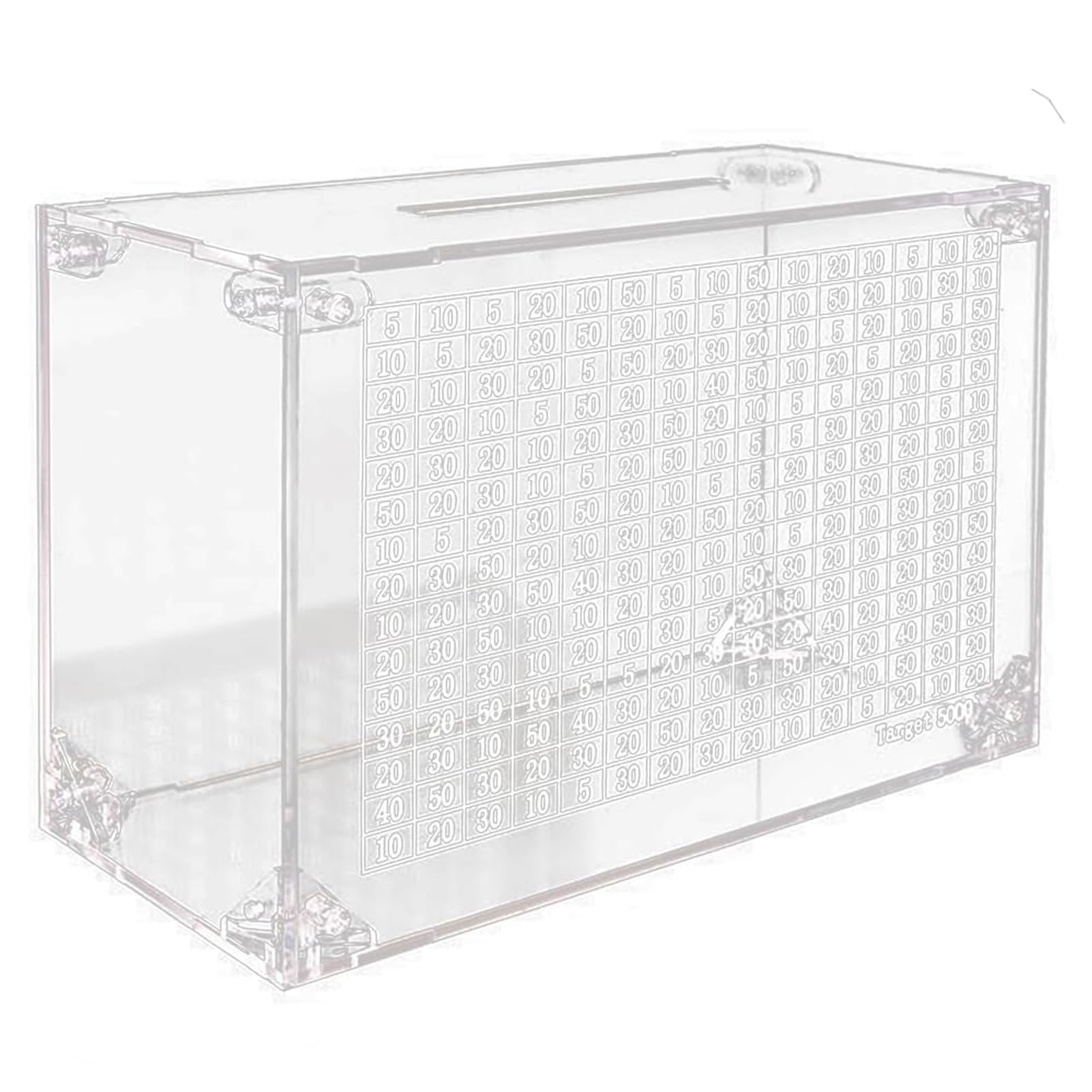 Yixannx 23*15*9.5Cm Transparent Piggy Bank Acrylic Savings Box Cash Container Clear Saving Challenge Box Clear Acrylic Money Money Pot, 23 * 15 * 9.5Cm, Goal 10000