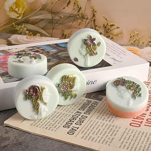 Miniatura 7 de Moukiween Moldes redondos de silicona para jabón, 2 moldes cilíndricos de silicona para niñas para jabón hecho a mano, vela, resina de bricolaje