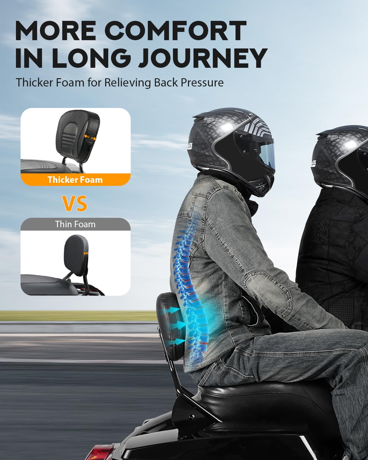 PBYMT Schienale passeggero Sissy Bar, schienale posteriore staccabile, Sissy Bar a sgancio rapido adatto per Harley Davidson Touring Street Glide Road Glide Road King Electra Glide 2009-2024, nero