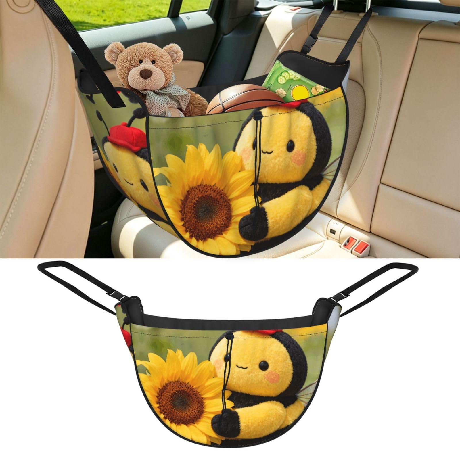 Cntdbu Black Honeybee Car Seat Organizer-Backseat Storage Bag For Travel