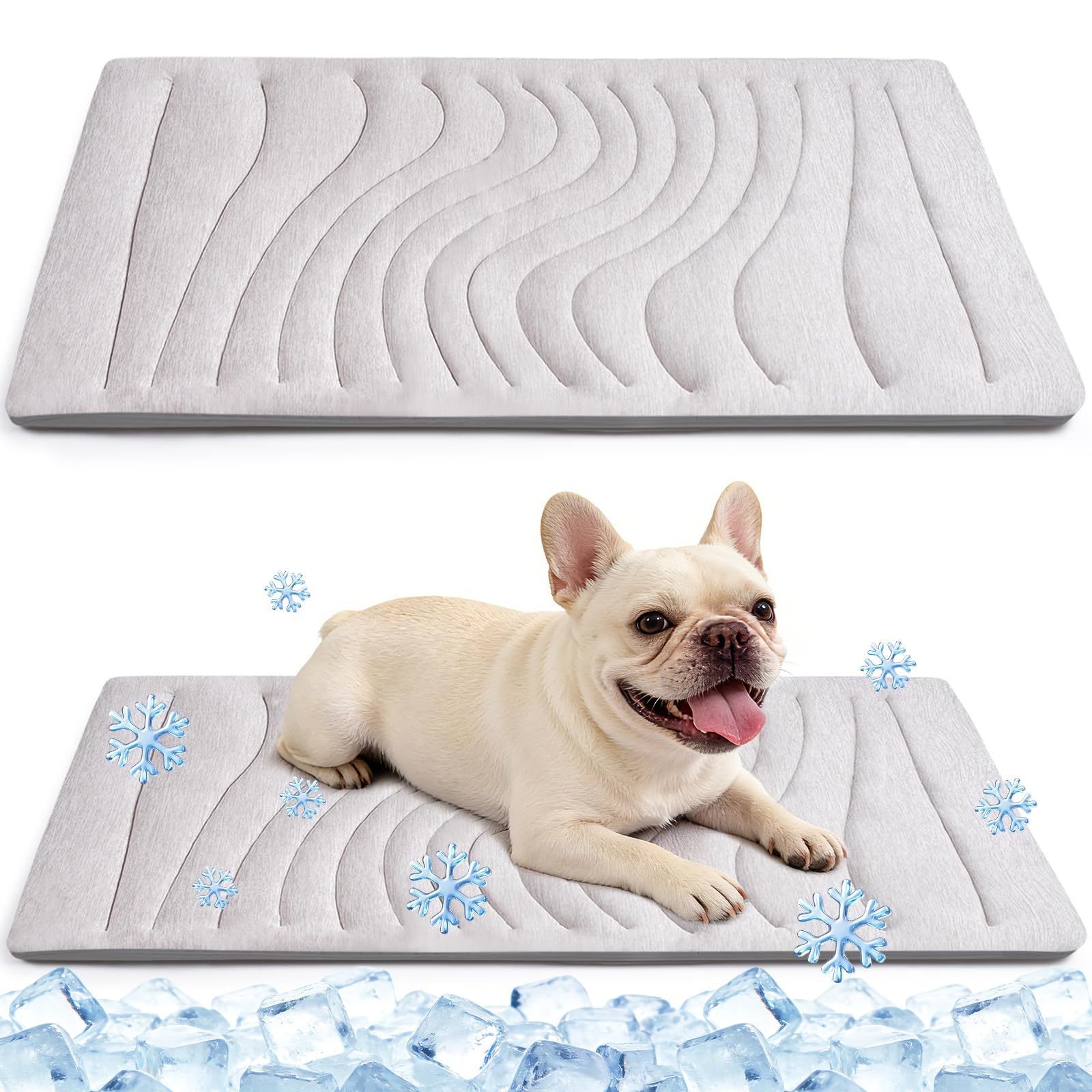 iFldnnry Dog Cooling Mat, 48"x28" Reversible Cooling Pad for Dogs Cats, Pressure Activated Pet Cooling Mat Indoor Outdoor, Scratch-Resistant & Machine Washable, Summer Dog Blanket, Grey