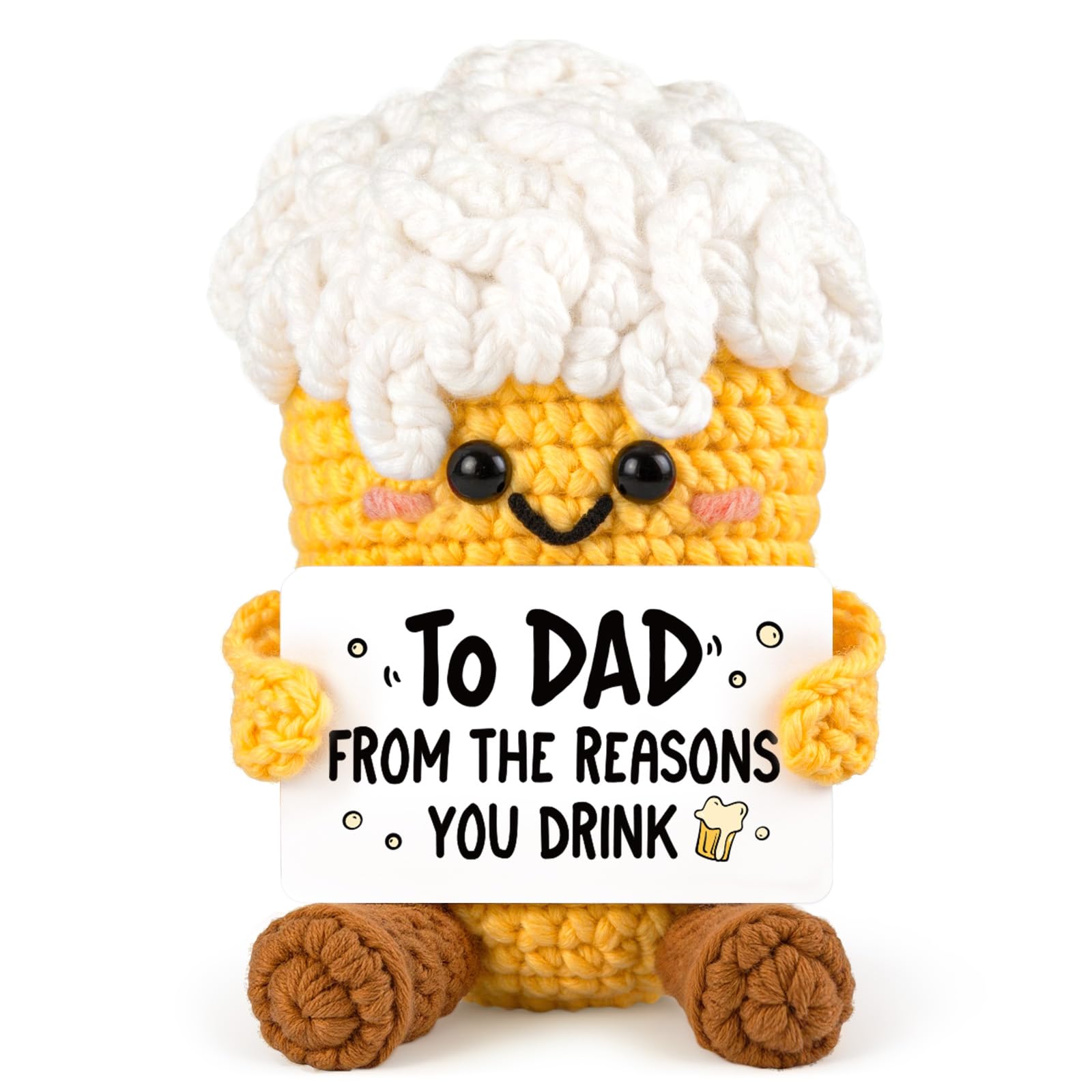 Leebbsin Dad Birthday Gifts-To Dad Crochet Beer with Funny Card- Dads Gifts — image 1