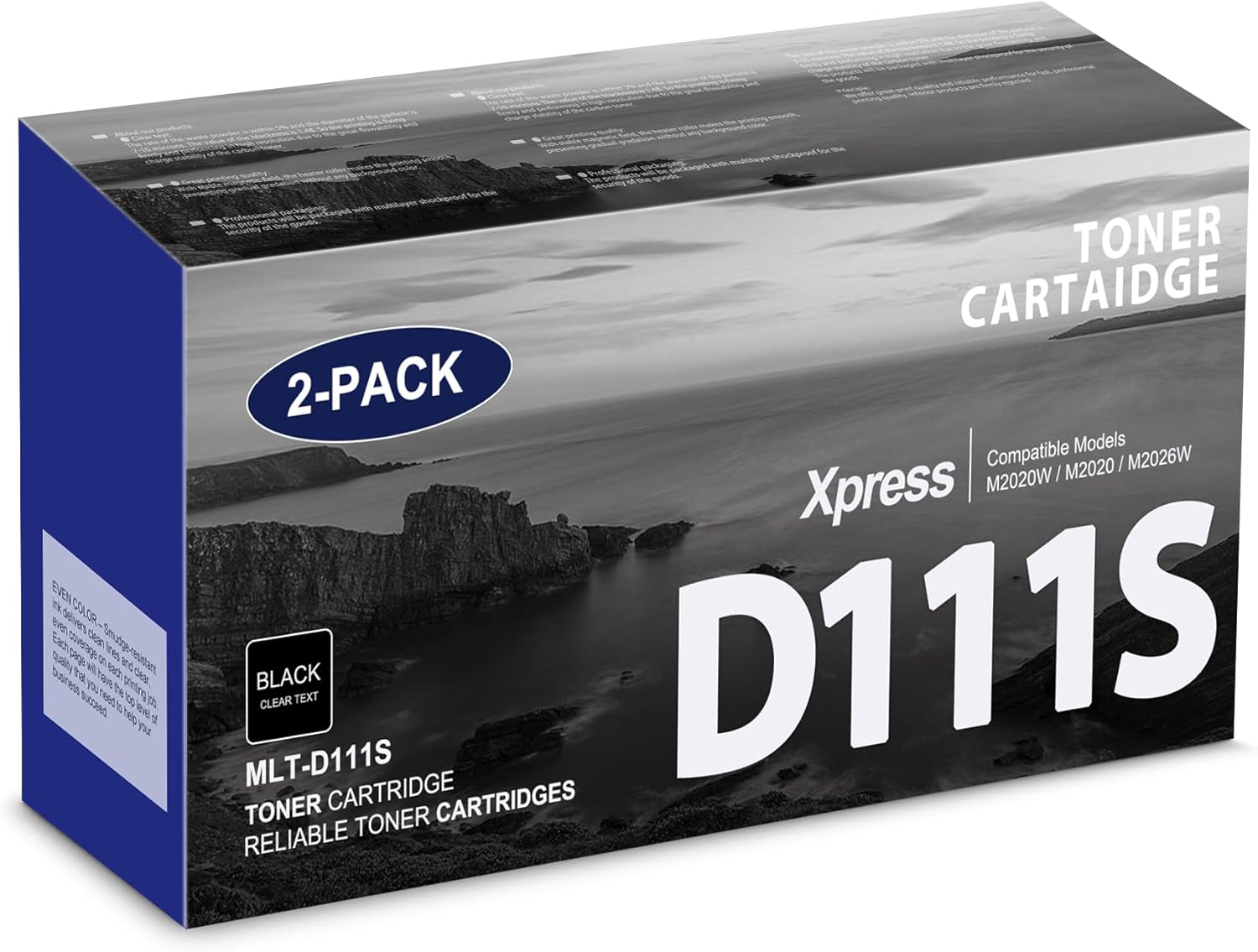 MLT-D111S 111S Toner Cartridge High Yield Replacement for Samsung MLT-D111S MLTD111S D111S to use with Xpress M2020W Toner Cartridge, M2020W M2070FW M2070W M2020 M2024W Printer Toner (2 Black)