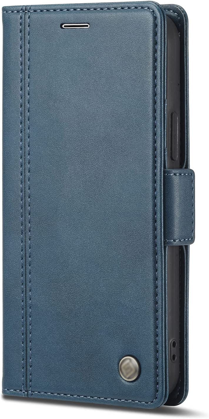 Étui pour iPhone 14 14 Plus 14 Pro Max housse portefeuille cuir bleu