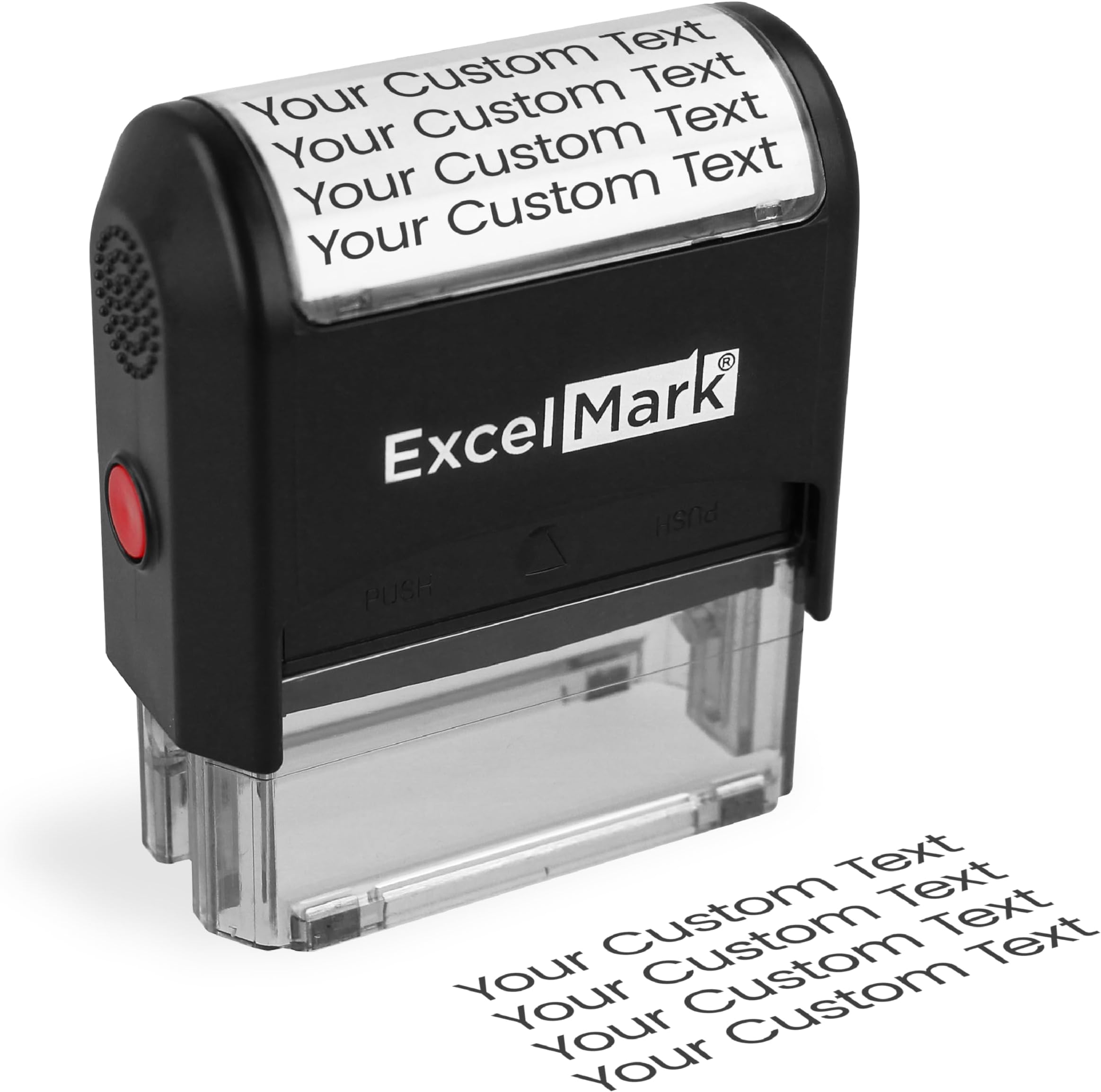 ExcelMark Self Inking Rubber Stamp with up to 4 Lines of Custom Text (Large)