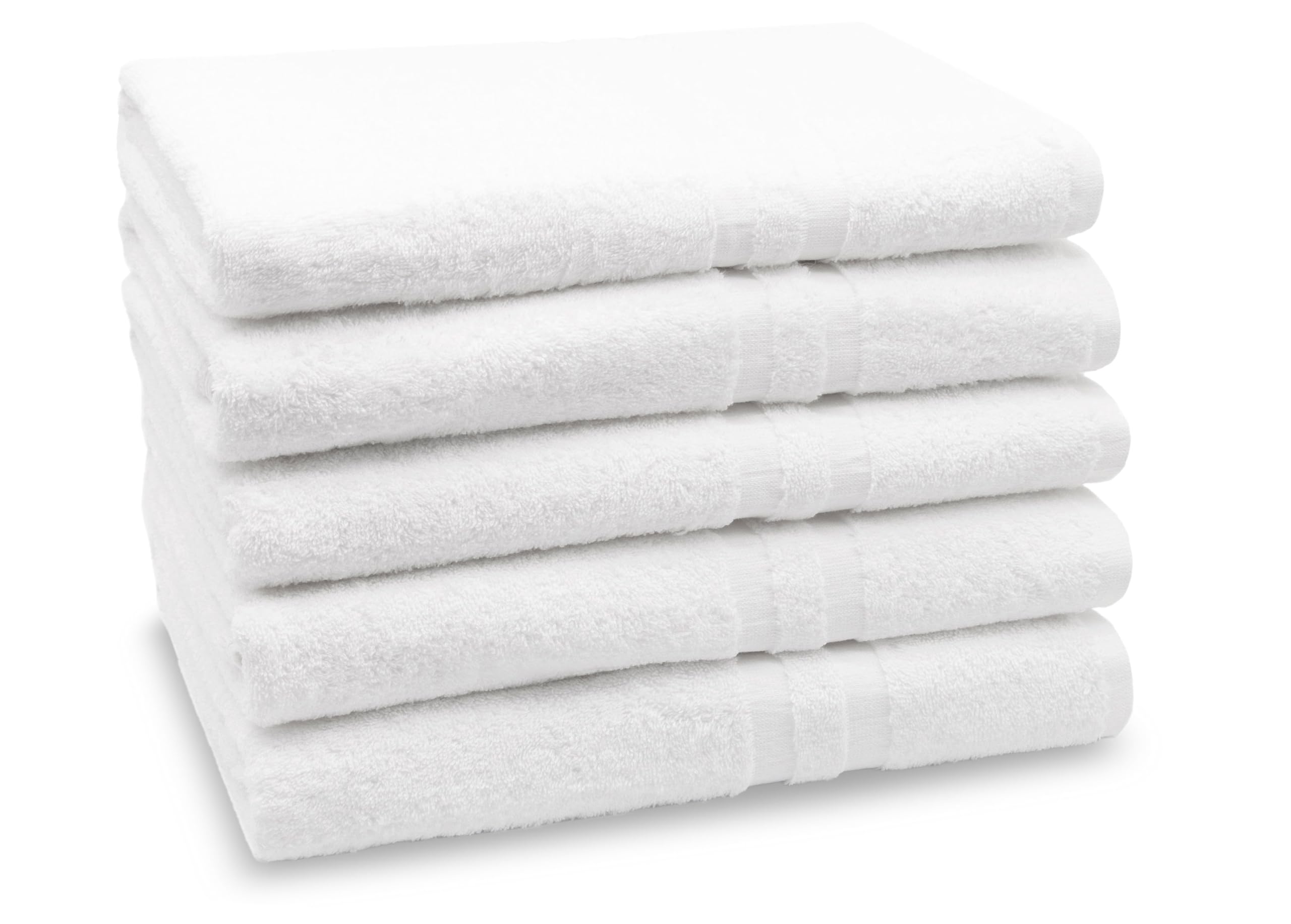 Serviettes de douche 100% coton ZOLLNER 140x70 cm au tissage blanc d'exception
