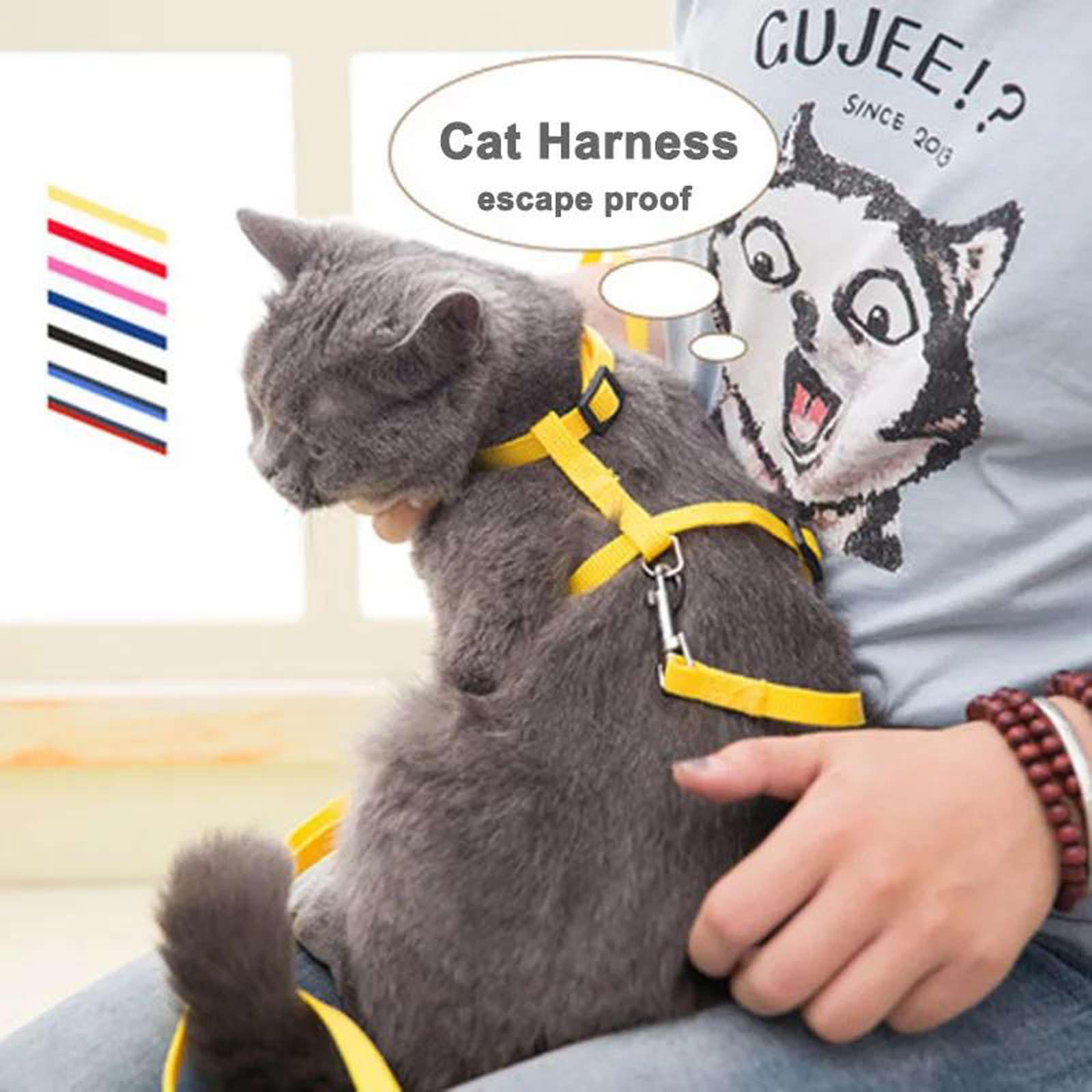 Harnais léger réglable pour Chat et Laisse Ensemble Escape pour Promenade Voyage Petits Animaux Harnais pour Chiot