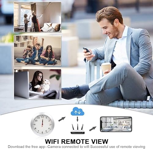 Miniatura 3 de Reloj de pared para cámara oculta LMGL HD 1080P WiFi Spy cámara de seguridad oculta inalámbrica con detección de movimiento, visualización remota,