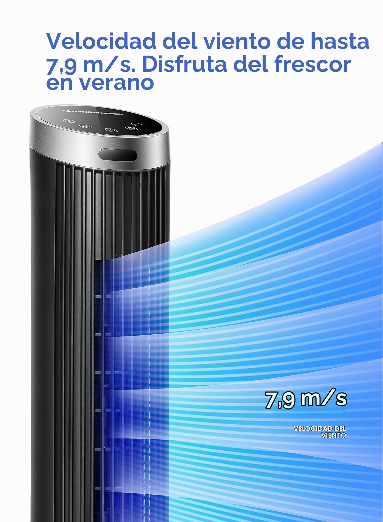 OmniBreeze Ventilador digital de torre eléctrico, con control remoto, visualización LED, ventiladores de piso sin aspas de pie y silenciosos 36/40 pulgadas, uso en interiores (40inch), DC2219/2220