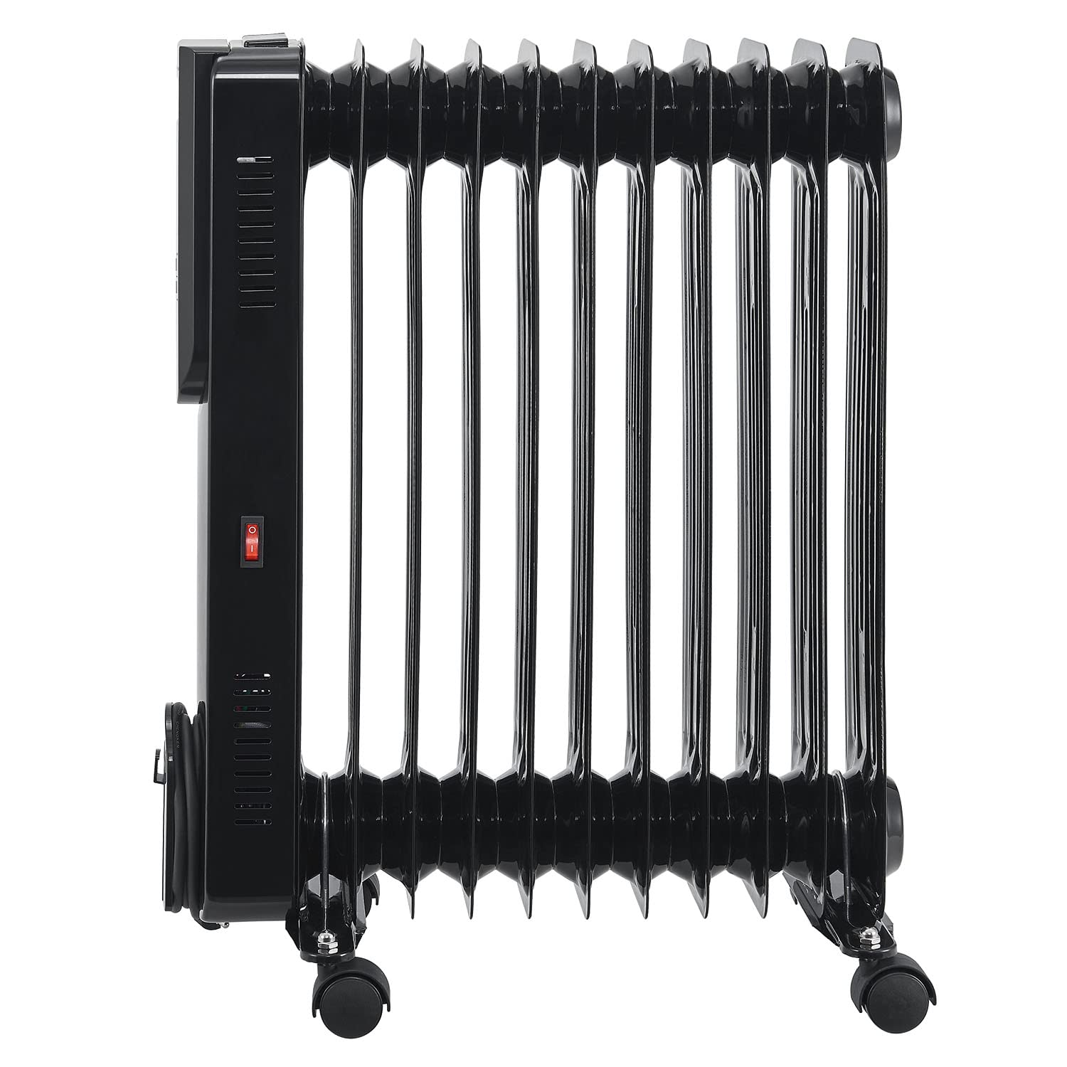 Juskys chauffage électrique radiateur à l'huile 2 500 watts - chauffage électrique avec 3 niveaux, thermostat, minuterie 12 h et protection contre la surchauffe - radiateur noir