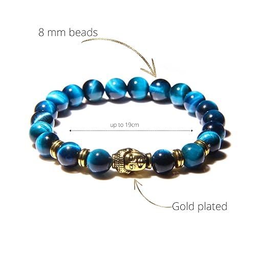 Miniatura 3 de Natural AAA Red Tiger Eye Stone Beads Bracelet Men Buddha Charm Bracelets Stretch Pulsera Women Jewelry (red tiger eye)