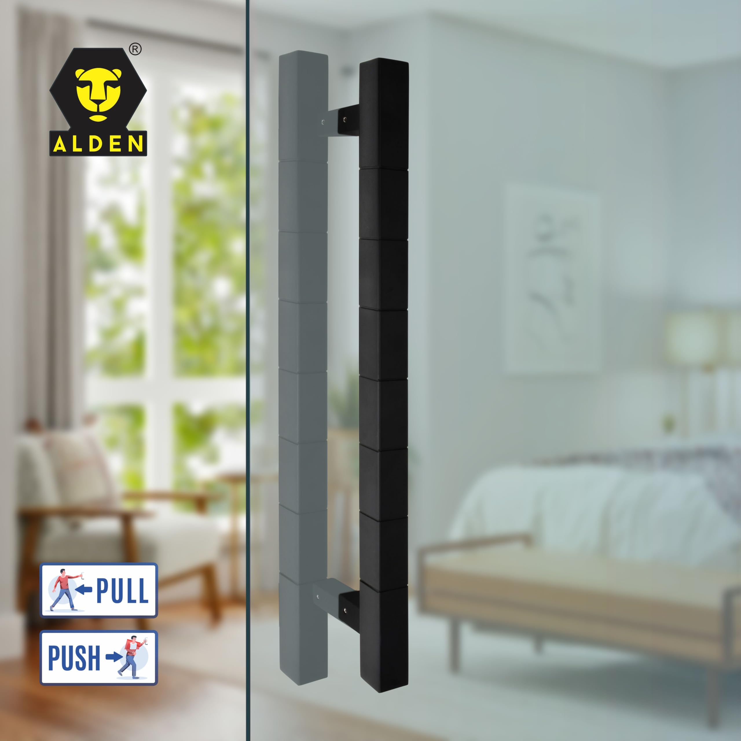 ALDEN 18 Inch Stainless Steel Door Handle/Handle for Glass and Wooden Door/Pull and Push Door Handle for Home/Office/Hotels (Black)(Pack of 1) — Amazon image 2