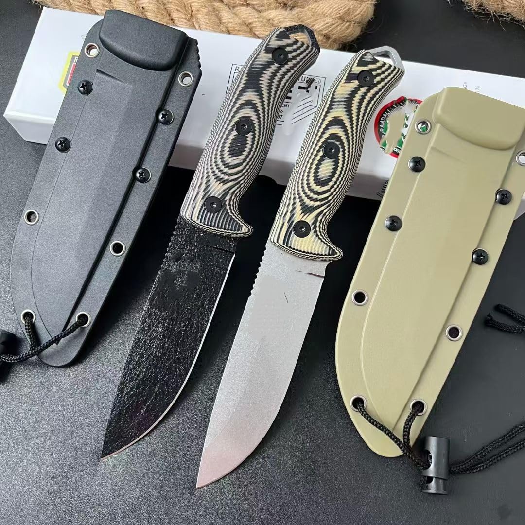 Feststehendes Messer, 1095 Kohlenstoffstahl, G10-Griff, 27,9 cm Gesamtlänge, Epoxidbeschichtung oder Stonewashed, mit Kydex-Scheide (A 02)