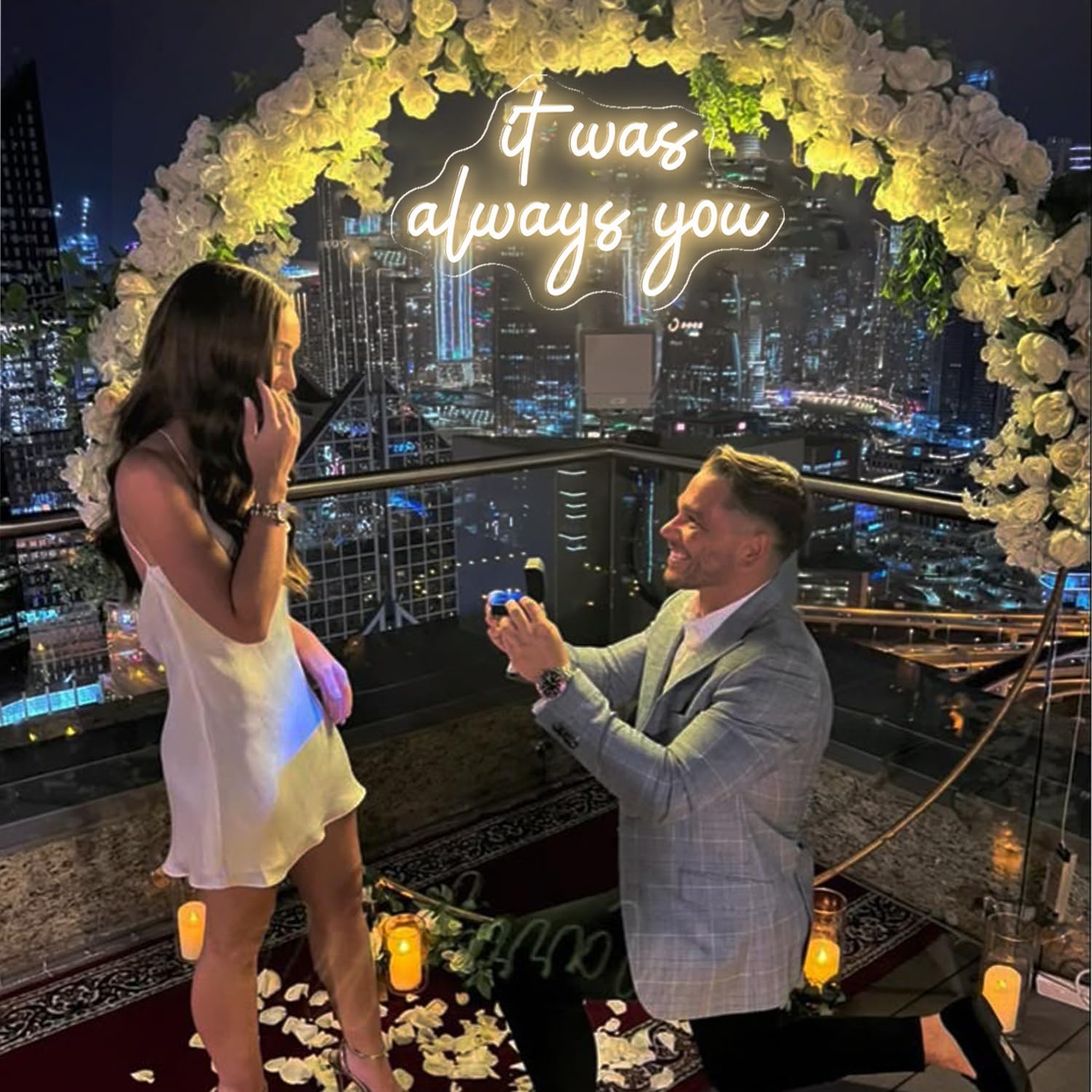USB Powered Led It Was Always You Sign, Neon Sign Wedding It Was Always You Dimmable, It Was Always You Neon Led Sign for Wall Decor Proposal Party, Gifts for Girfriend, 16"x9", Warm White