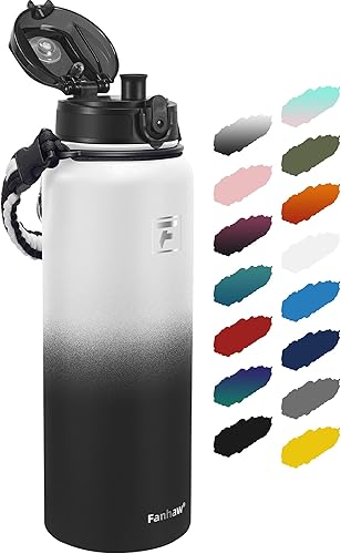 Miniatura 42 de Fanhaw Botella de agua aislada al vacío de acero inoxidable de 24 onzas con tapa antipolvo, para niños, mujeres, hombres, a prueba de fugas y sudor