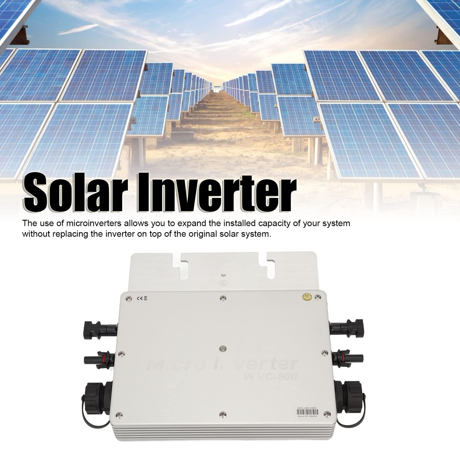 Garosa Inversor Conectado a Micro Red Inversor Solar de Aleación de Aluminio 600W 550W Salida Nominal 99,5% MPPT IP65 para Sistemas de Paneles Solares en Uso Industrial en Cobertizos Domésticos