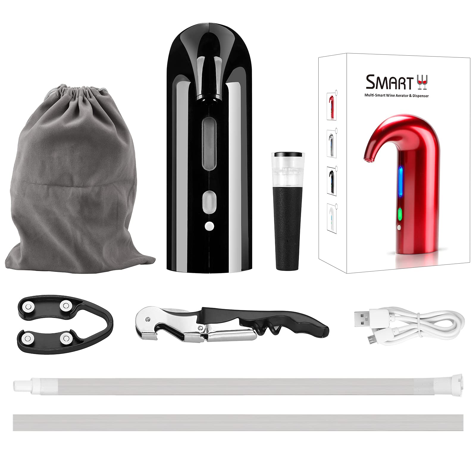 Verseur d'Aérateur de Vin Électrique, TANiCE Distributeur de Vin Rouge Électrique Rechargeable par USB One Touch Aérateur et Verseur Electrique de Vin Décanteur Automatique Intelligent