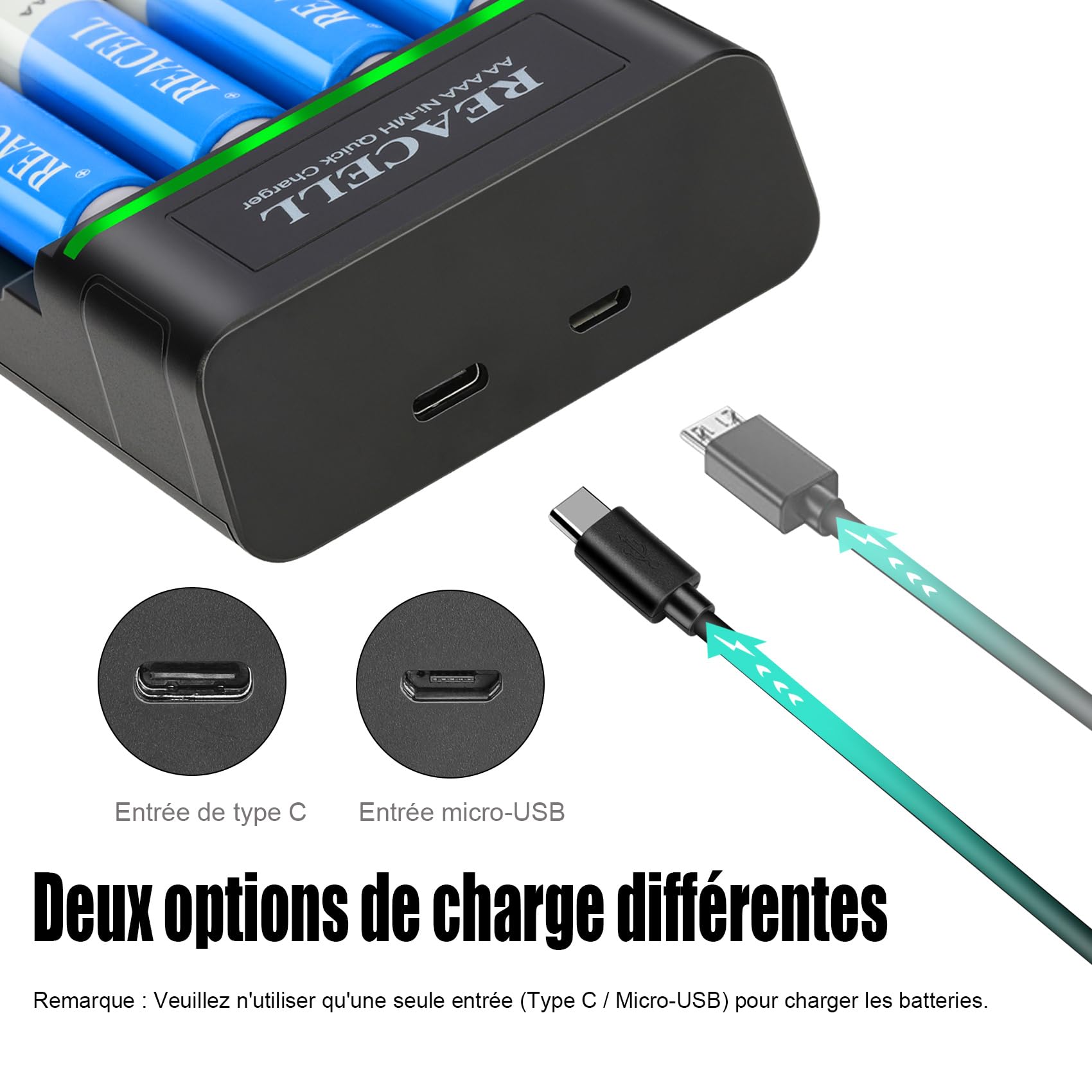 16X NI-MH AA Piles Rechargeables 2800mAh + 4 Slots Chargeur de Piles Rapide pour AA AAA Piles Rechargeables Ni-MH