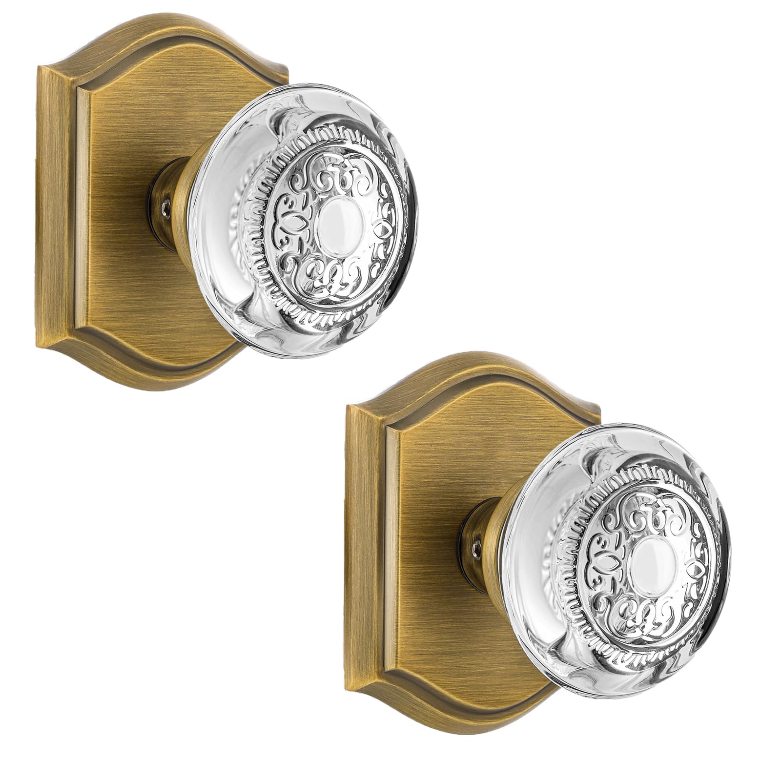 Vintage Brass Glass Door Knobs with Lock -16