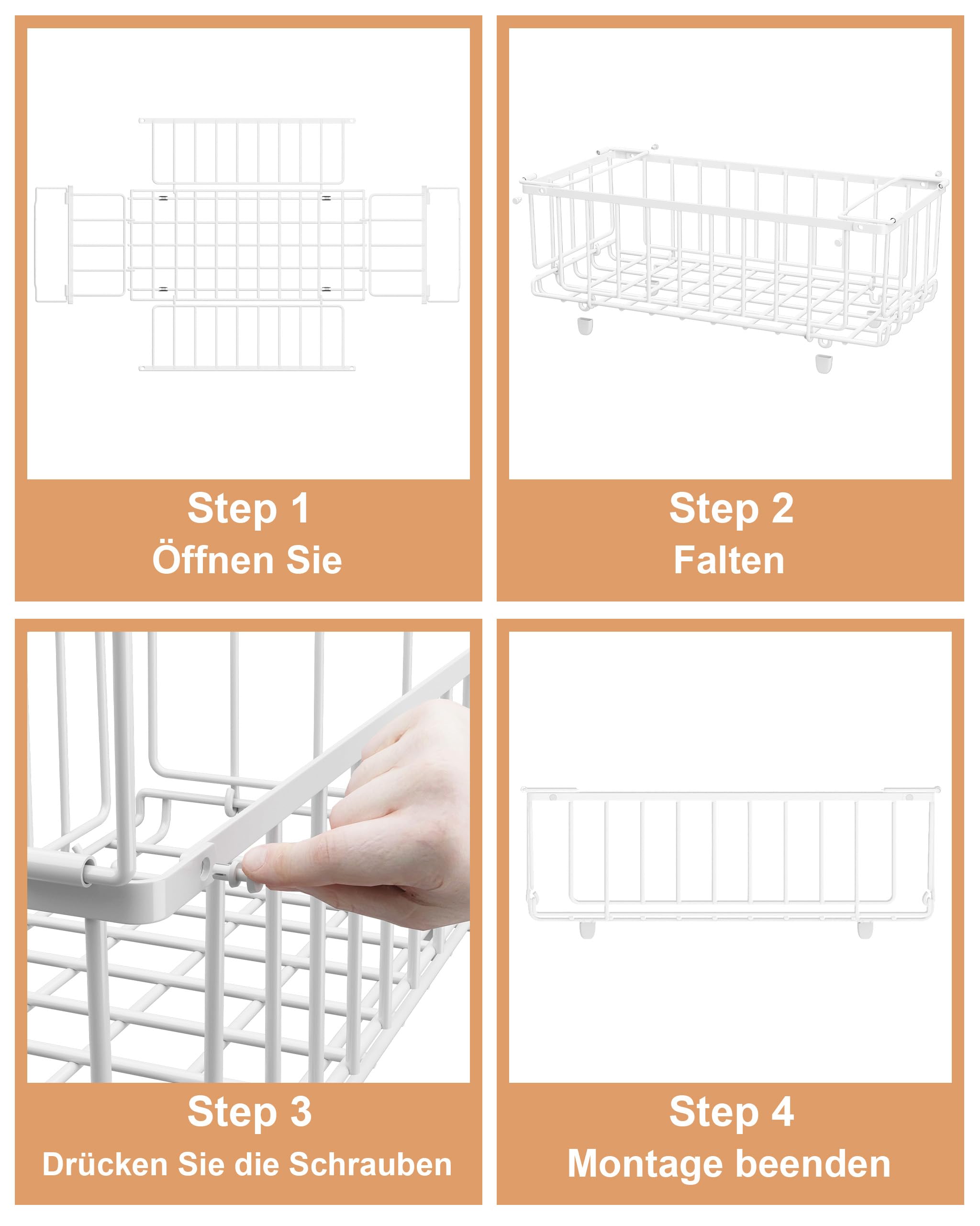 UMDONX Gefrierschrank Organizer Behälter, 8er Stapelbare Metallkorb Gefriertruhe Körbe für 198L,Gefrierschrank Gefriergut Sortieren, Einfacher Zugriff auf Tiefkühlkost Weiß(37x18x15cm)