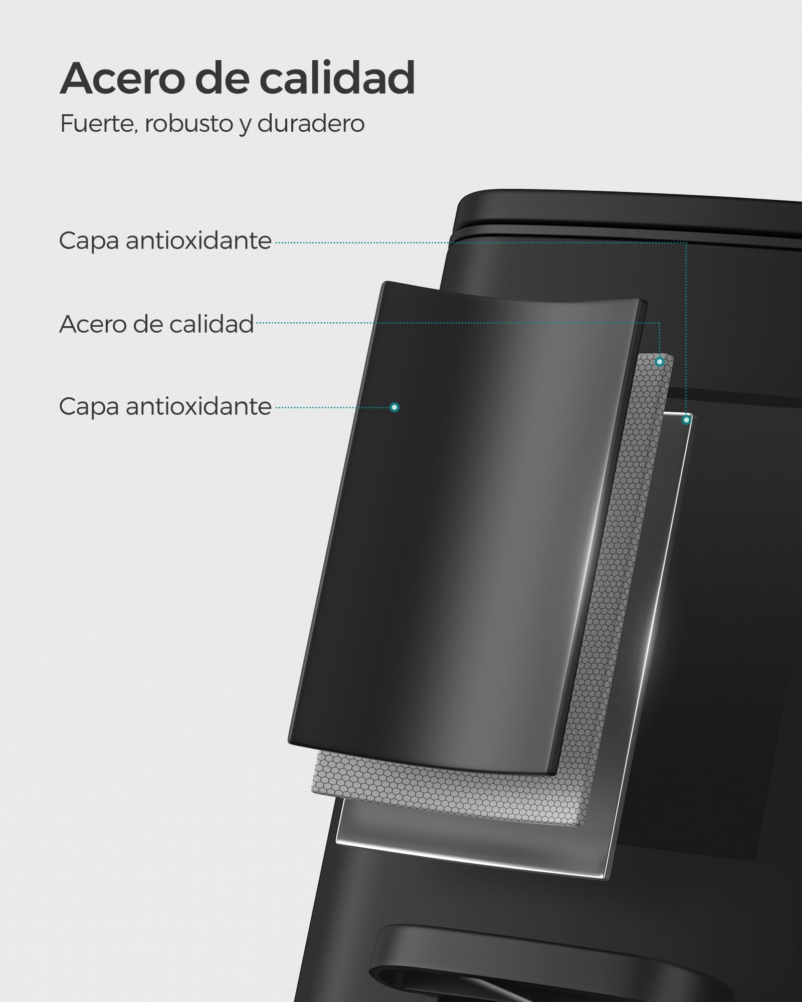SONGMICS Cubo de Basura de Baño, 6 L Cubo Basura Compacta, con Pedal, para Espacios Pequeños, con Tapa de Cierre Suave, Acero, Negro LTB590B0602