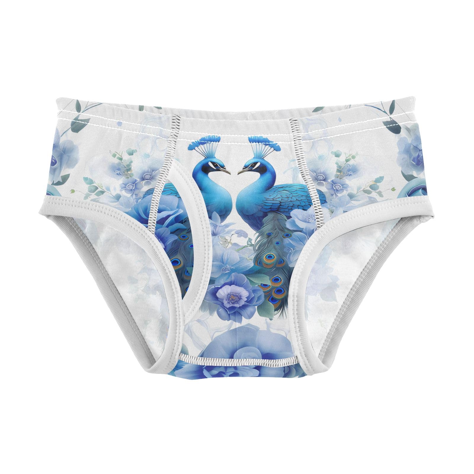 ALAZA Baby Boys Briefs Toddler Boys Underwear 100 Cotton Soft Peacock Flower 2T