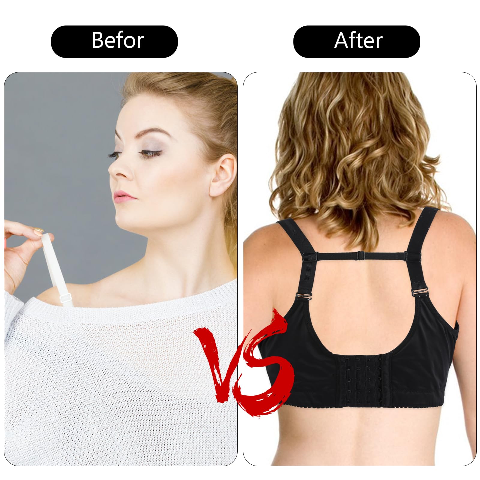 Lusofie Lot de 3 clips de sangle de soutien-gorge pour femme - Clips réglables antidérapants pour soutien-gorge