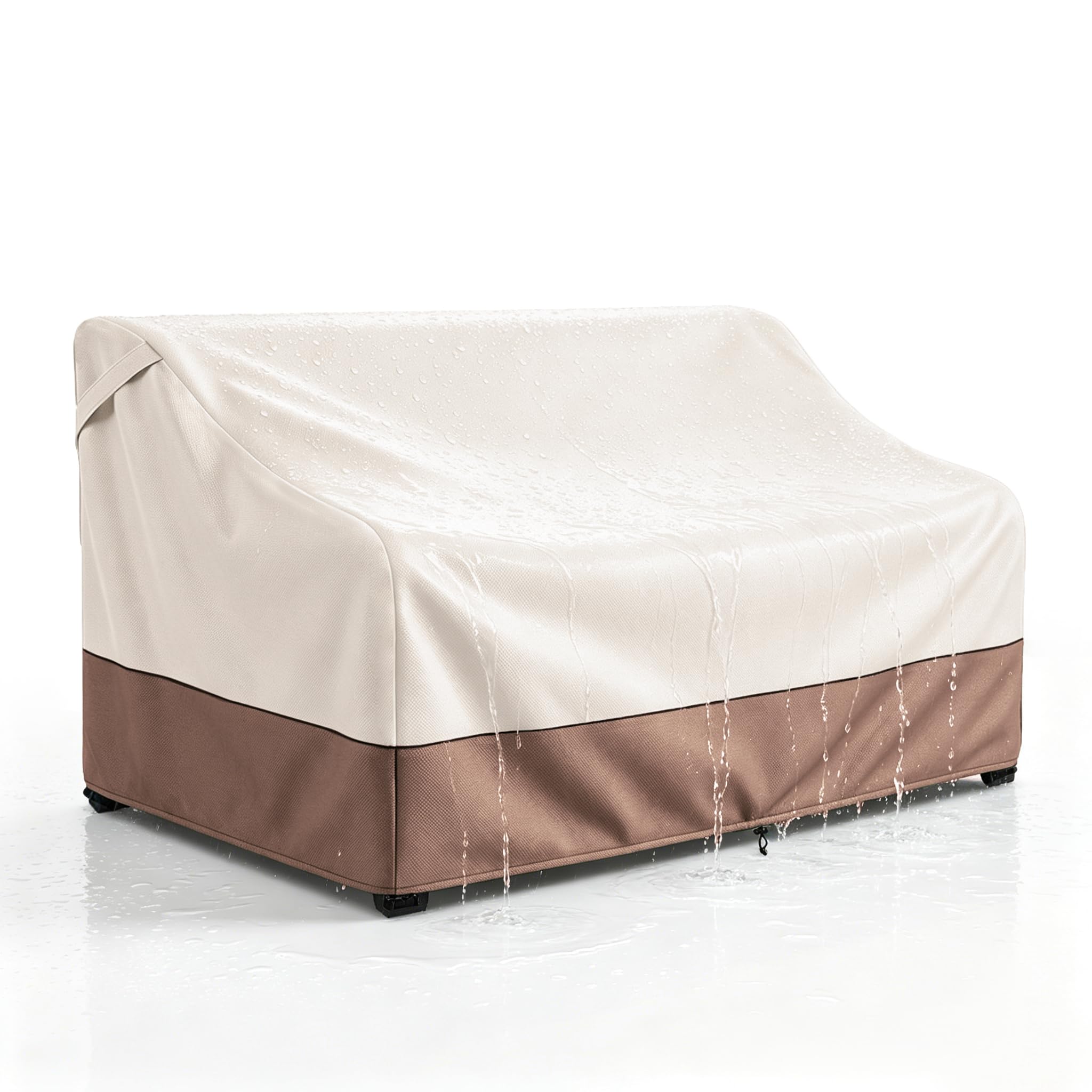 Okcool Heavy Duty Patio Sofa Cover, 100% Waterproof 3-Seater Outdoor Sofa Cover Fits up to 79W x 38D x 35H Inches, Lawn Patio Furniture Covers,Beige &amp; Brown
