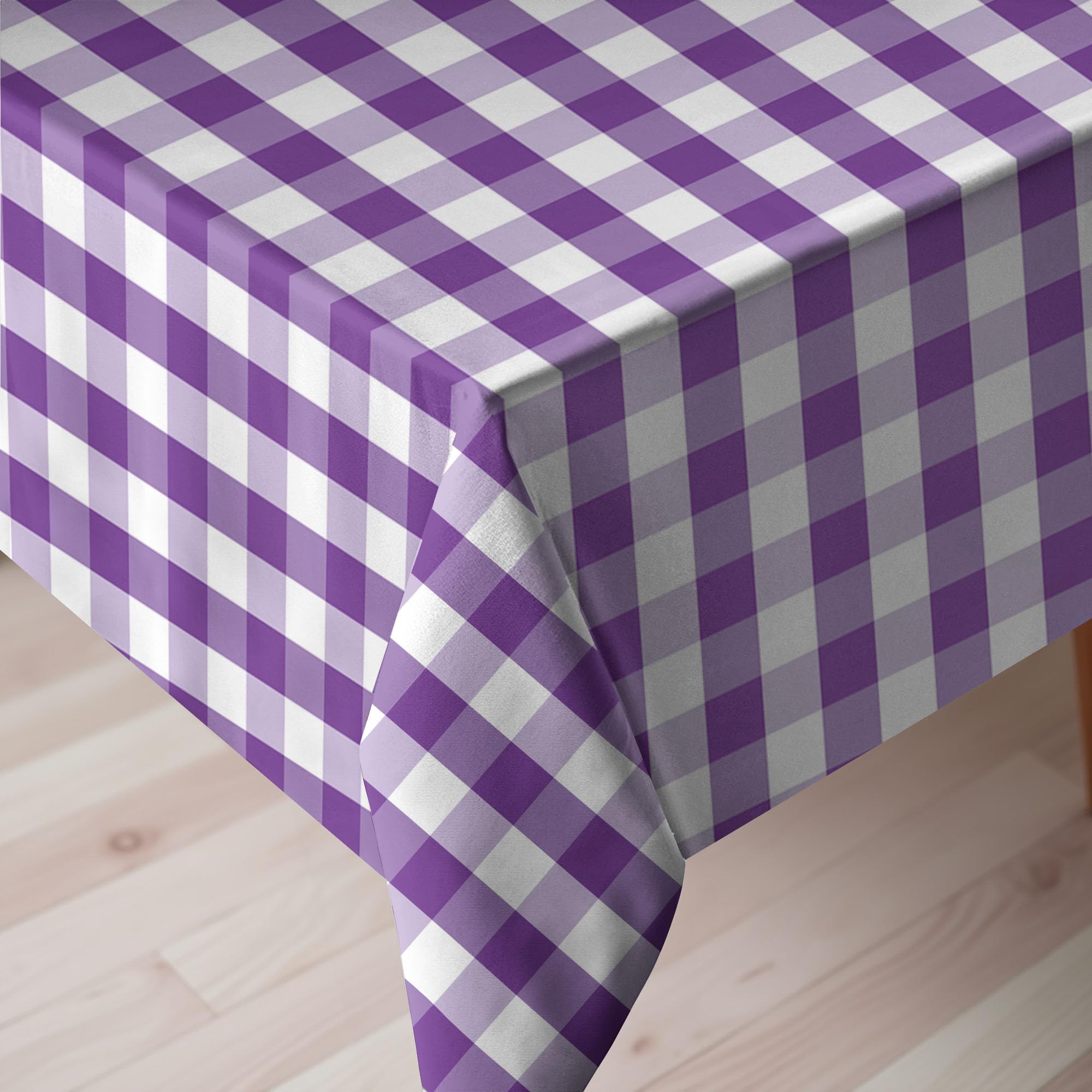 Amazon | チェック模様テーブルクロスby Ambesonne、パープル