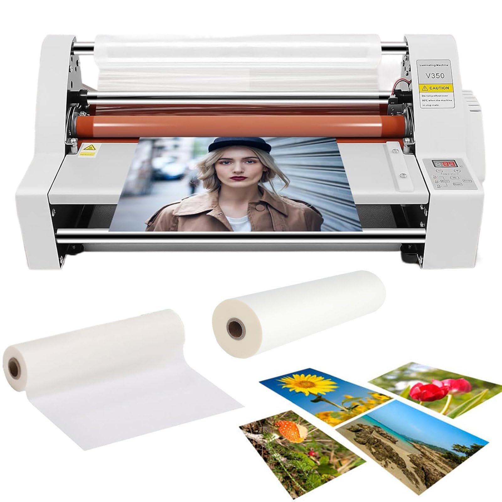 JKJZSALJ Laminator Machine With 13'' Laminating Film Roll, Hot Cold Laminating Machine, Single/Dual Sided Lamination Machine For Home Office School
