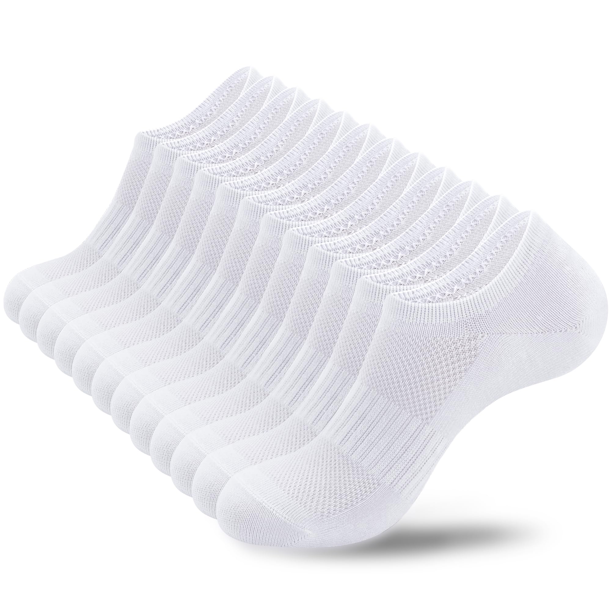 Atbiter Women's 6Pairs-White No Show Socks Non Slip, 6Pairs Low Cut Invisible Liner Ankle Socks, 6-9