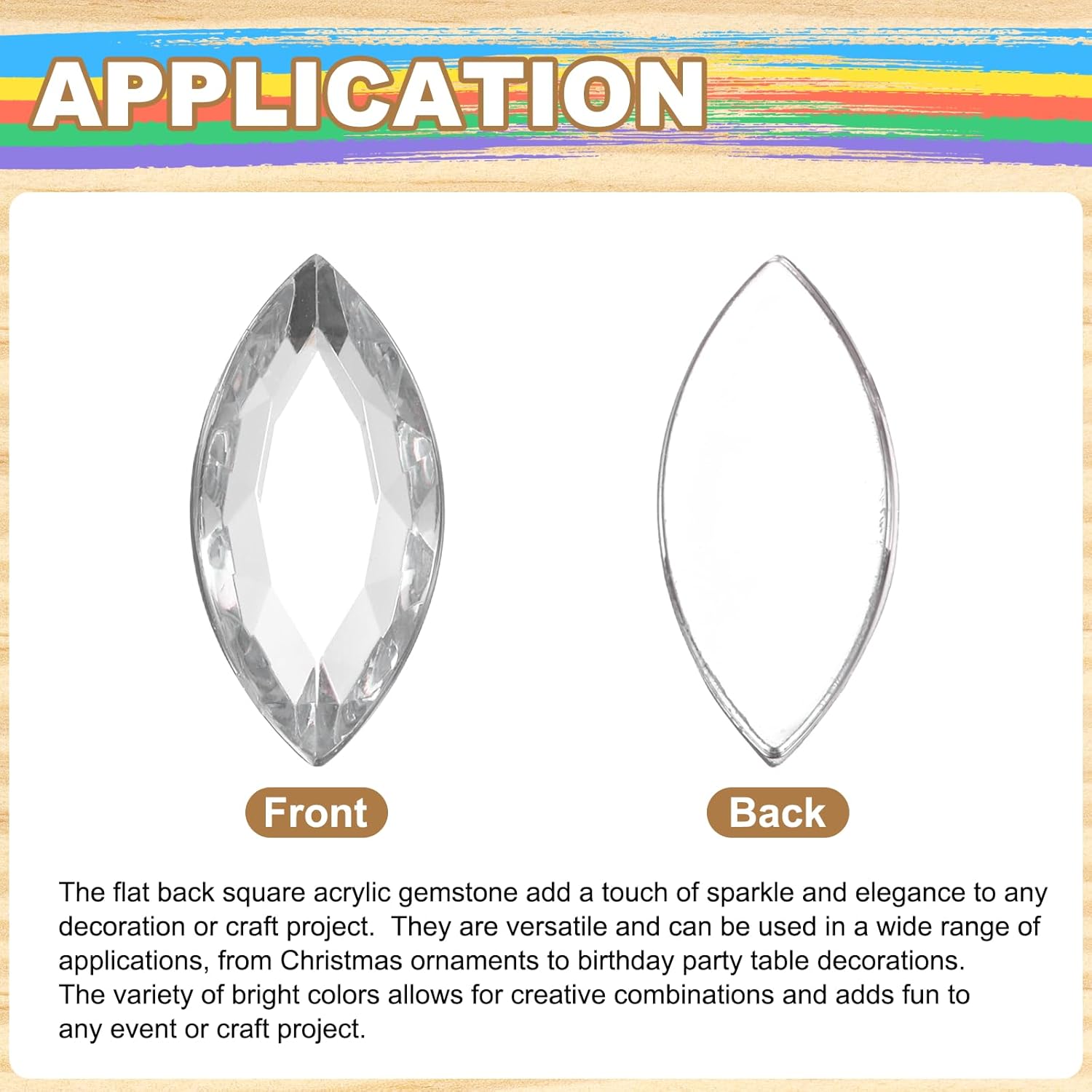 MECCANIXITY 30Pcs Acrylic Horse Eye Gems 12x25mm Flat Back Artificial Rhinestones for DIY Crafts Bead Wedding Party Face Painting Jewelry Making White - Image 4