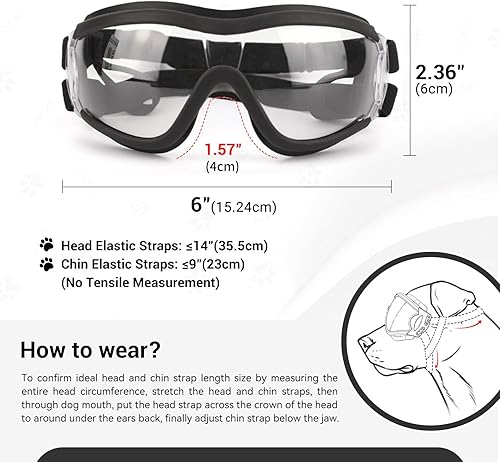 Miniatura 5 de NAMSAN Lentes de sol para perros medianos a grandes, lentes transparentes contra rayos UV, resistentes al viento, antipolvo, a prueba de nieve, con