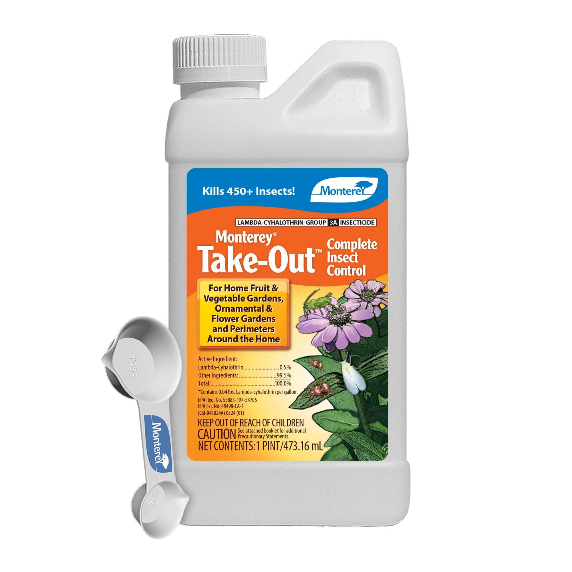 Monterey Take-Out Complete Insect Control I Pint - Kills 450+ Insects, Controls Mosquitoes, Fleas, Ants, Mites - 1 Pint Covers 8,000 Sq. Ft. - Bundled with Monterey Spoon