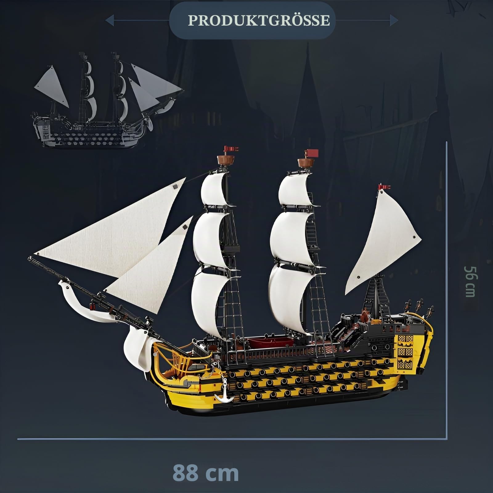QuirkQuest Endeavour Schiff Bausteine Bausatz, Piraten Boot Modell Spielzeug, 2475Stück MINT Segeln Schlachtschiff Klemmbausteine Kit, Ideen Geschenke für Kinder Erwachsene