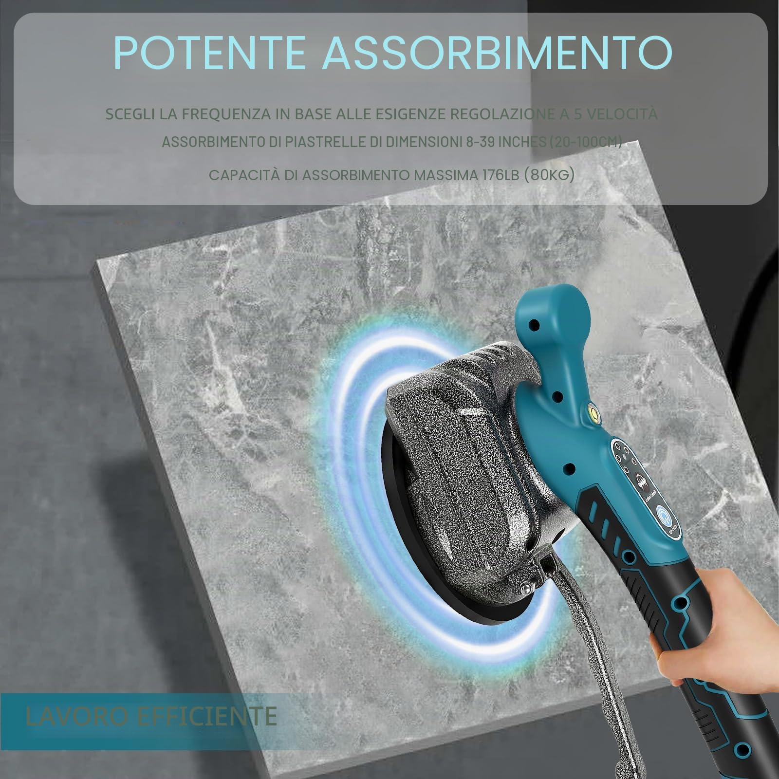 Vibratore Per Piastrelle Compatibile Con Makita 18 V Batteria, Vibratore Per Piastrelle Con Ventosa Da 4,7", 5 Marce, Velocità Regolabile, Capacità Di 60 Kg (Batteria Non Inclusa)