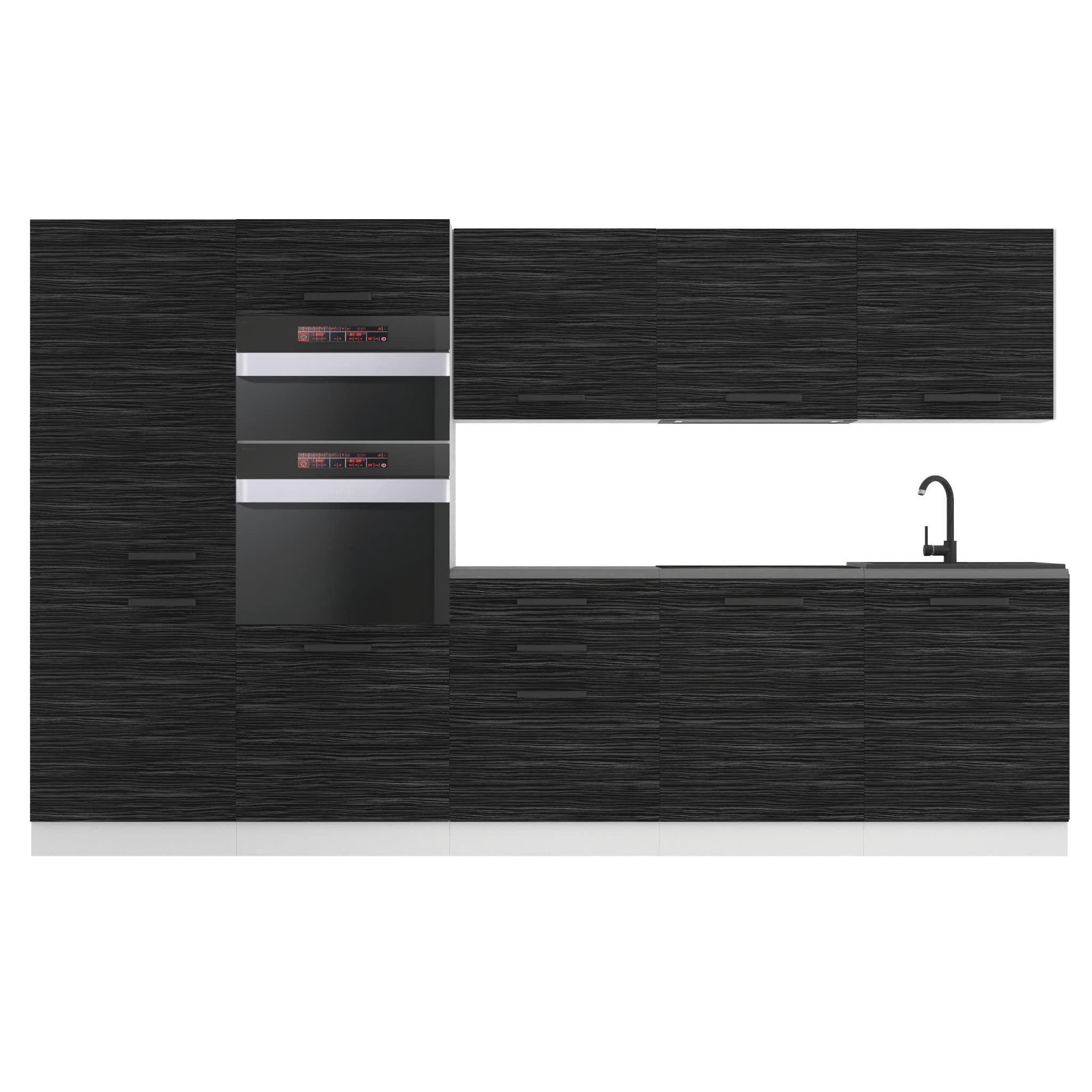 Belini cucina 300 cm Grace, con piano di lavoro, ebano reale