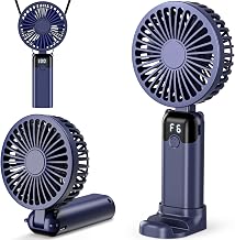 Handheld Fan, USB Rechargeable Portable Mini Hand Held Fan with 6 Speeds 4000mAh Battery Operated, Foldable Desk Small Fans with LED Display for Home Office Travel Outdoor Use, Summer Gift (Blue)