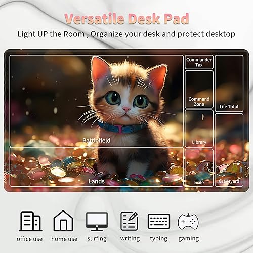 Miniatura 6 de Tapete de juego para MTG, tapete de juego de cartas, base de goma antideslizante y cosido, tapete de juego TCG de 24 x 14 pulgadas para MTG y otros