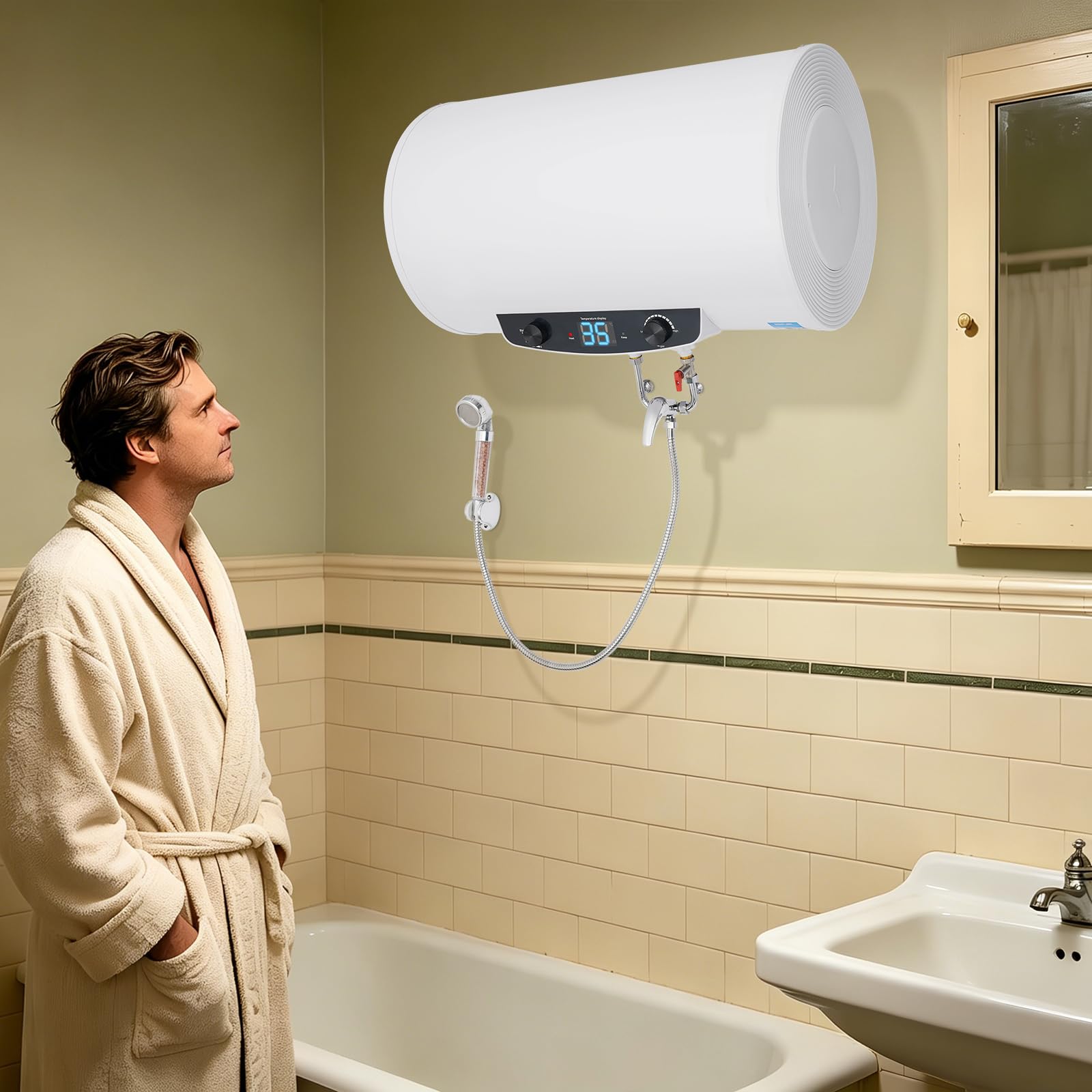 Scaldabagno elettrico da 2000 W, scaldabagno da parete da 70 l