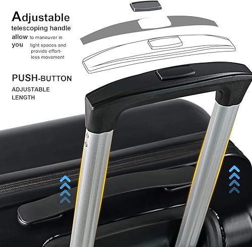 Miniatura 6 de Feyabul 828 - Equipaje de mano rígido con ruedas giratorias, maleta ligera con cerradura TSA, Negro, 20in&24in&28in(3 Piece Luggage Sets)