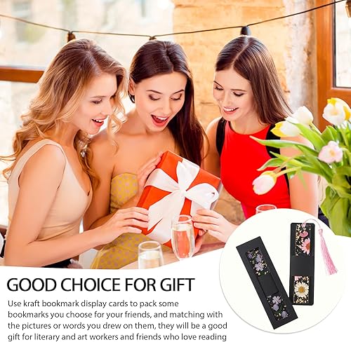 Miniatura 7 de Juego de 50 fundas de papel kraft de resina para marcapáginas de 5.9 x 1.8 pulgadas, cajas de regalo de cartón, tarjetas de exhibición en blanco