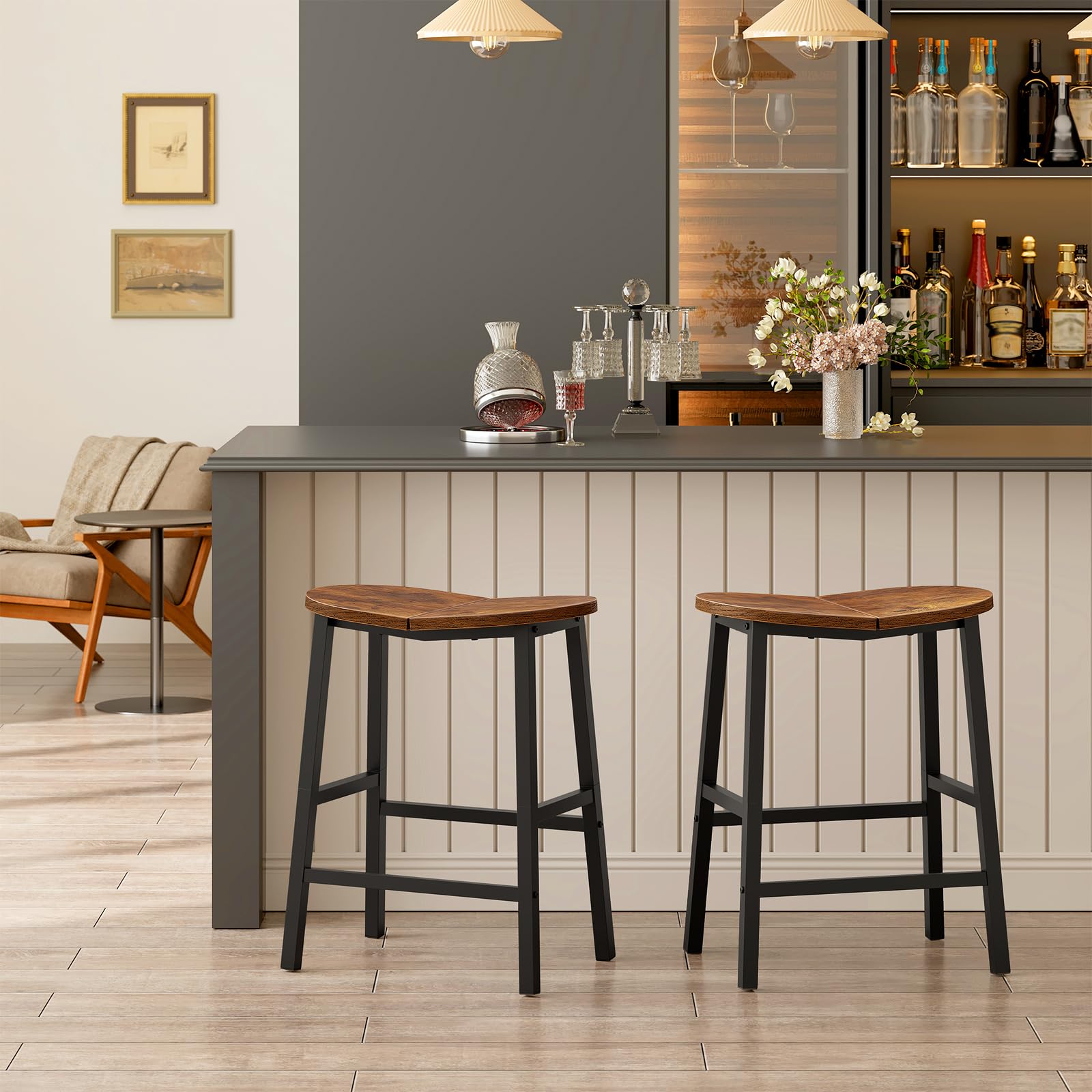 Amazon.com: HOOBRO Bar Stools Set of 2, Counter Height Bar Stools