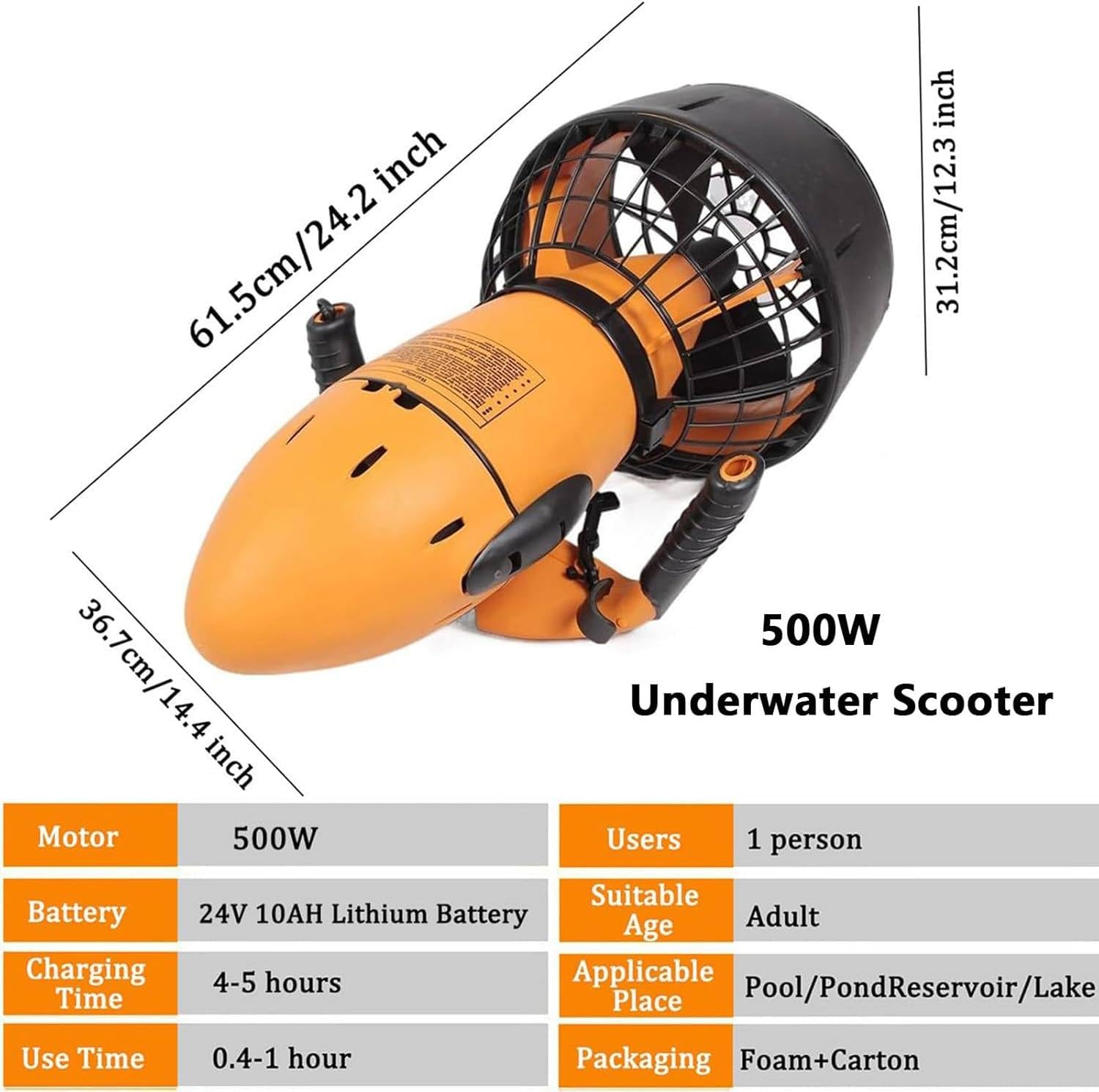 Scooter Submarino, Propulsor Eléctrico Subacuático 500 W, Un Potente Impulsor para Buceo Y Natación para Aventuras Acuáticas Inolvidables, Snorkel Y Diversión En Piscina.