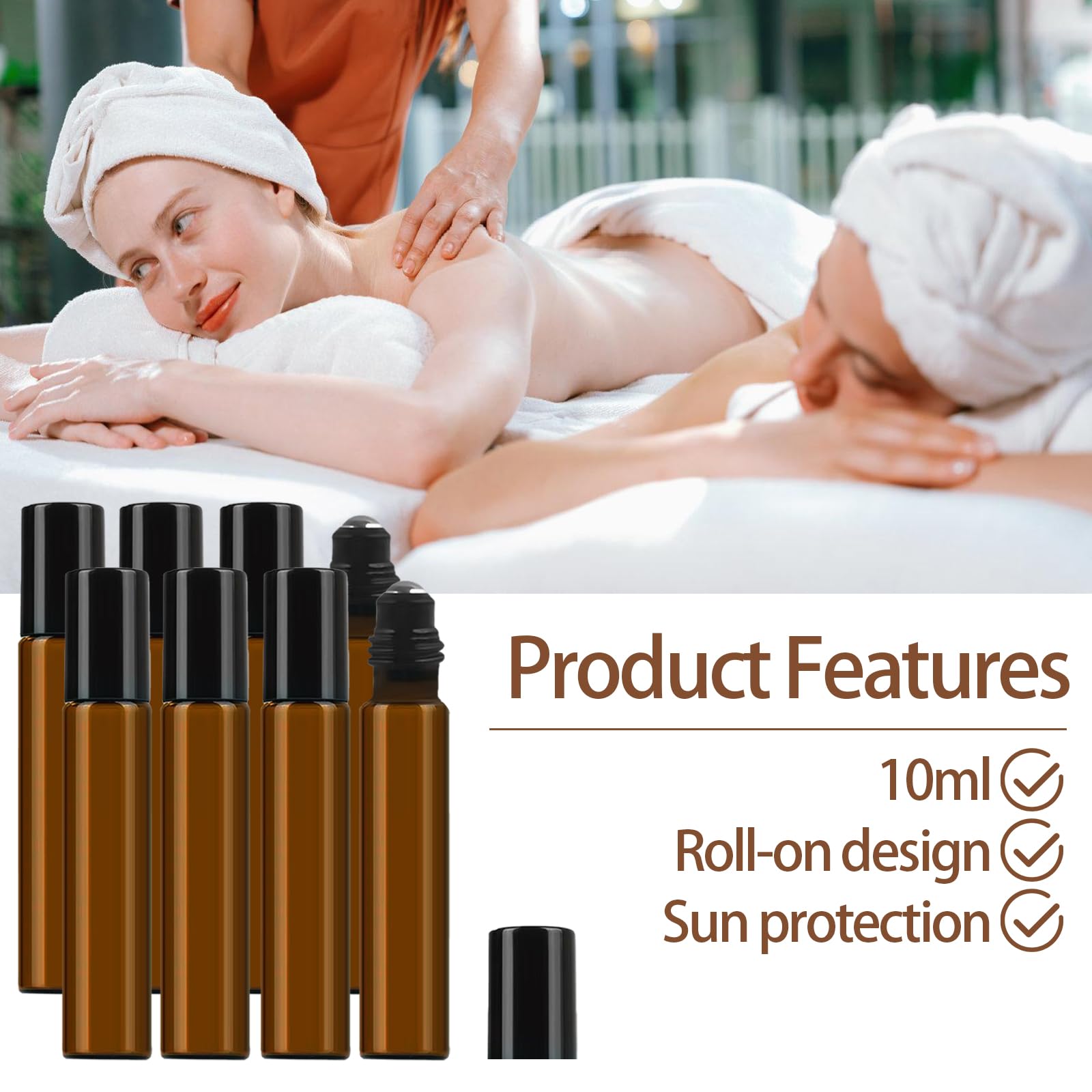 28 pezzi Roll on bottiglia vuota da 10 ml, con 40 adesivi per etichette, 2 pipette, 2 contagocce pastorizzate, 2 aperture, oli essenziali, bottiglie marroni