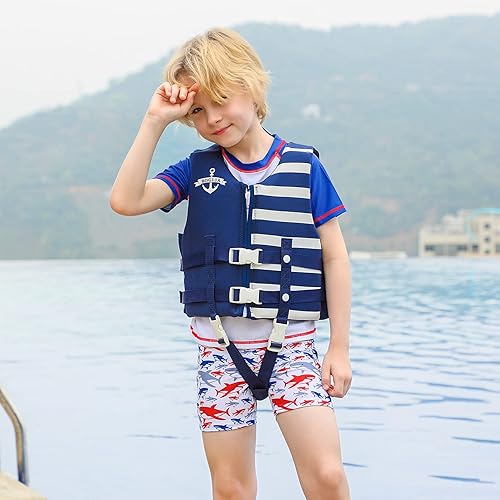Vista 6 de PROTAURI Chaleco de natación para niños – Traje de baño flotante, flotabilidad para aprender a nadar de 2 a 9 años o más, 50N